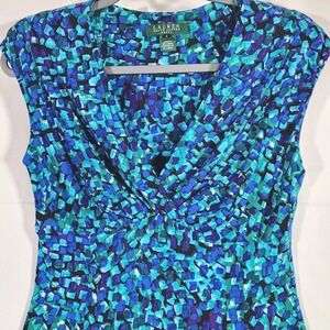 Lauren Ralph Lauren  Jersey Knit Dress V-Neck Womens‎ 6 Multicolor Career Casual